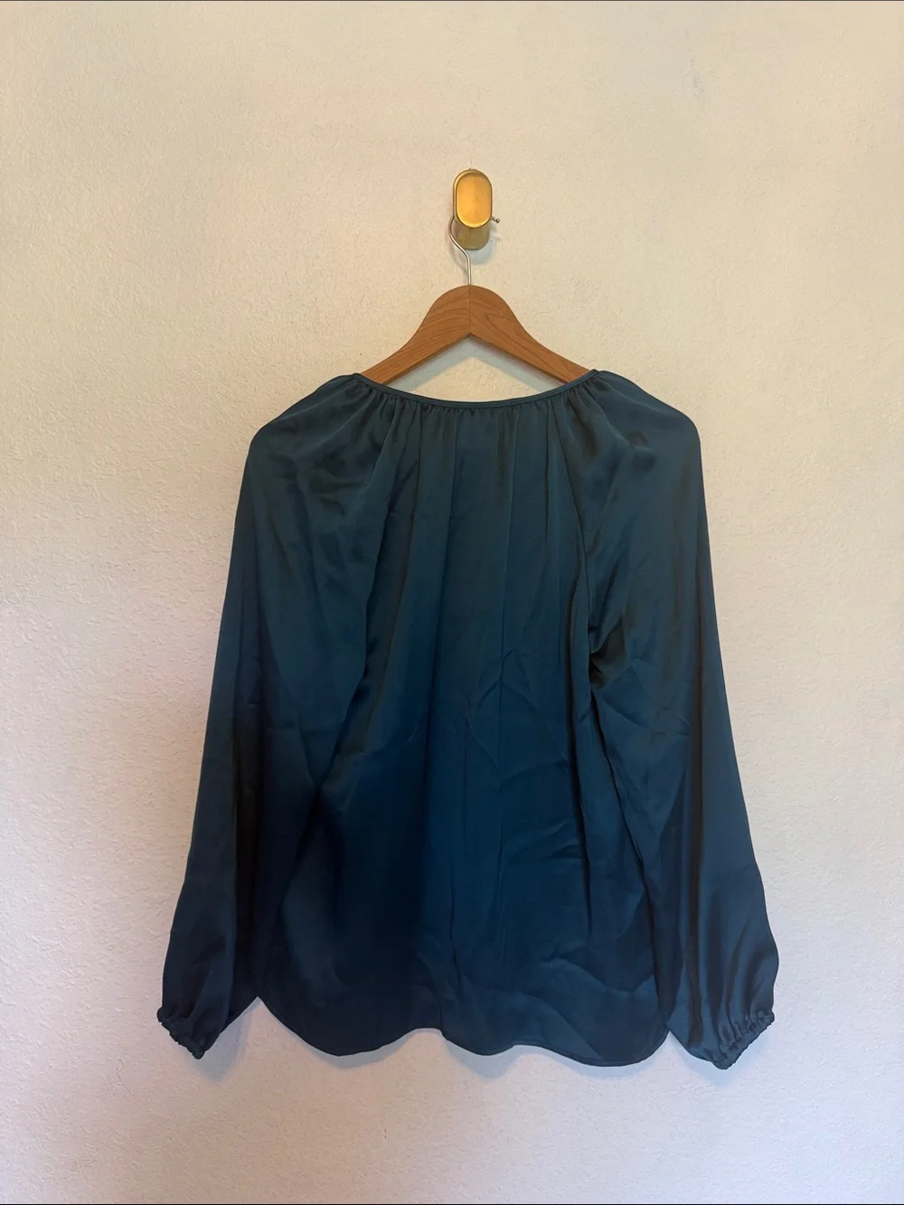 NEW nwt Michael Kors Long Sleeve Blouse Satin Luxe Teal Green Size S